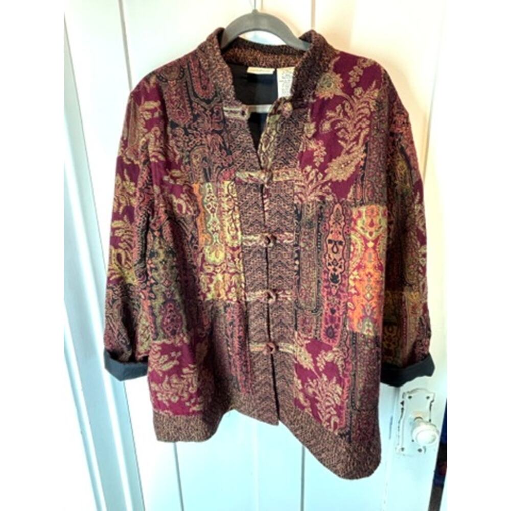White Stag Women's Large (12-14) Vintage Floral Tapestry Knit Cardigan Jacket - Picture 2 of 6